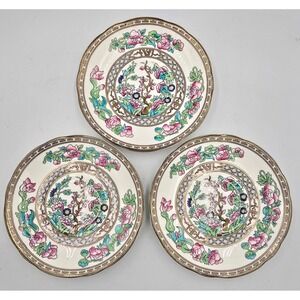 3ct. Antique Coalport Indian Tree BREAD & BUTTER Gold Trim Edge Plates
